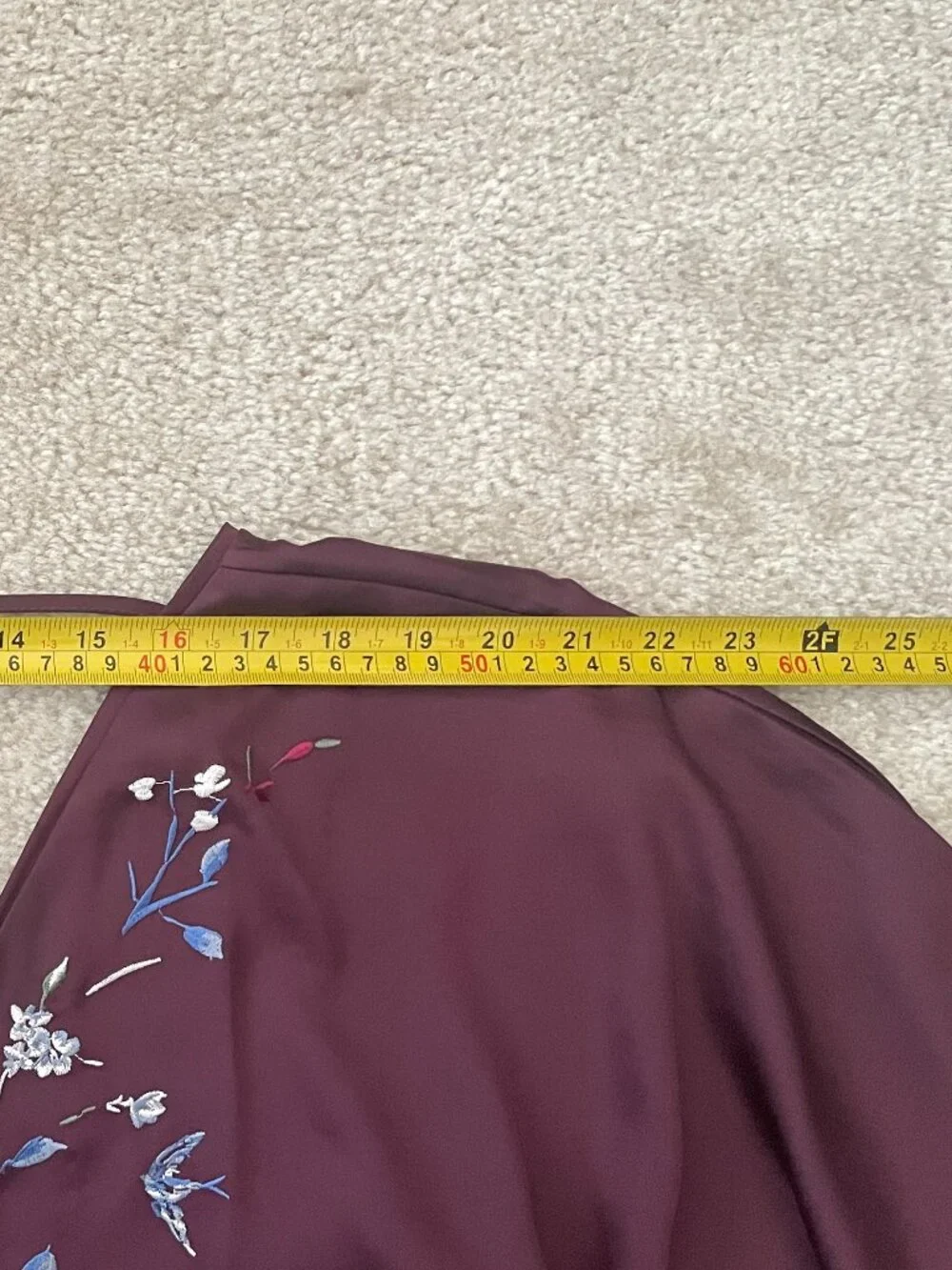 White House Black Market Embroidered Blouse Size M | Burgundy Floral Top - Picture 4 of 6